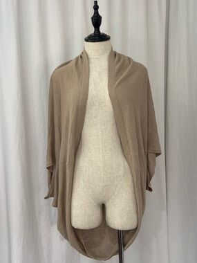J. Jill Taupe Draped Open-Front Poncho